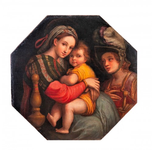 Vierge à l'Enfant et l'archange Michel - Ecole toscane fin du XVIe siècle
